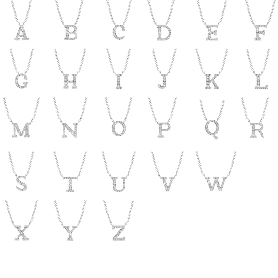 Diamond Gold Initial Necklace - M